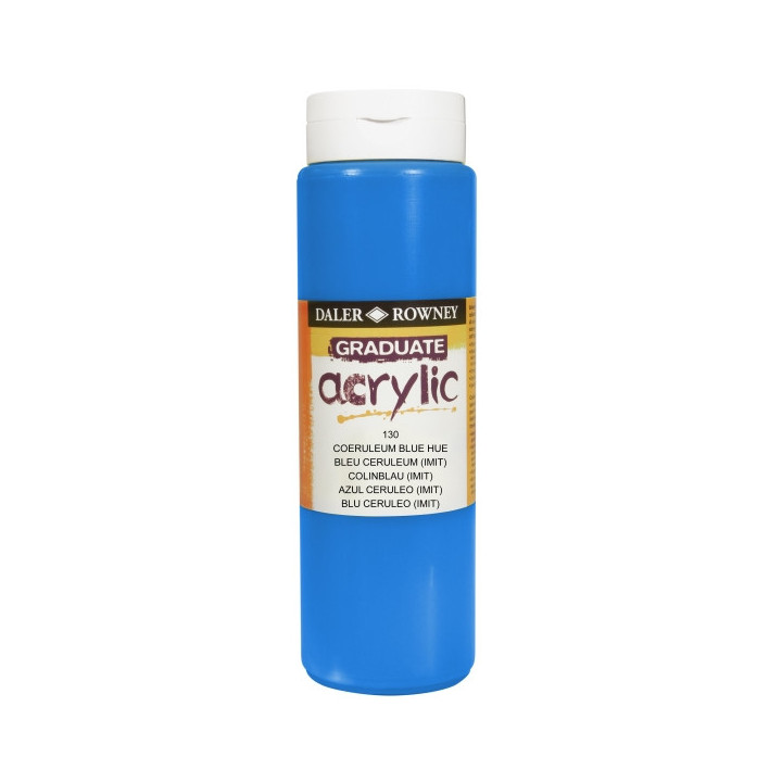 Daler Rowney Graduate Pintura Acrilica - Botella de Plastico - 500ml - Color Azul Ceruleo