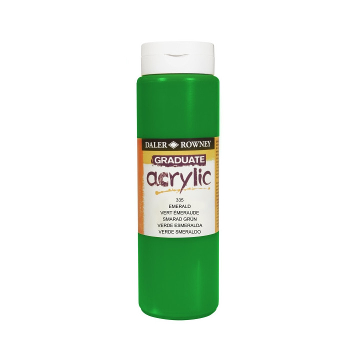Daler Rowney Graduate Pintura Acrilica - Botella de Plastico - 500ml - Color Verde Esmeralda
