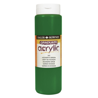 Daler Rowney Graduate Pintura Acrilica - Botella de Plastico - 500ml - Color Verde Hooker