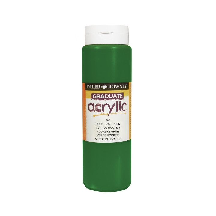 Daler Rowney Graduate Pintura Acrilica - Botella de Plastico - 500ml - Color Verde Hooker