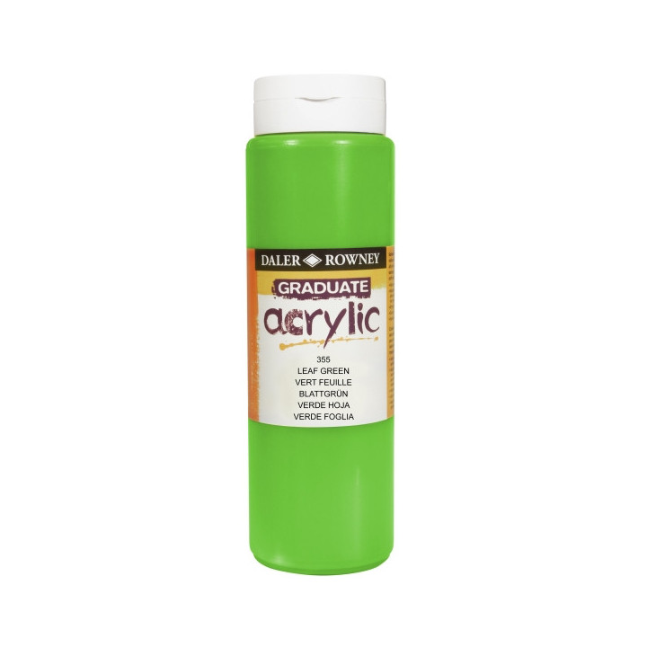 Daler Rowney Graduate Pintura Acrilica - Botella de Plastico - 500ml - Color Verde Hoja