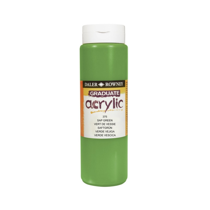 Daler Rowney Graduate Pintura Acrilica - Botella de Plastico - 500ml - Color Verde Vejiga