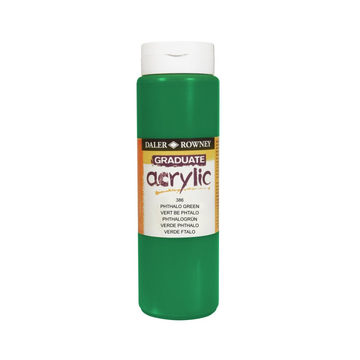 Daler Rowney Graduate Pintura Acrilica - Botella de Plastico - 500ml - Color Verde Ftalo