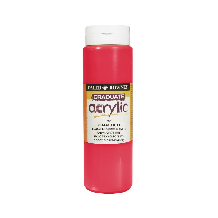 Daler Rowney Graduate Pintura Acrilica - Botella de Plastico - 500ml - Color Rojo de Cadmio