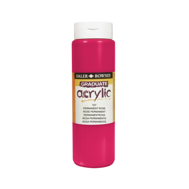Daler Rowney Graduate Pintura Acrilica - Botella de Plastico - 500ml - Color Rosa Permanente