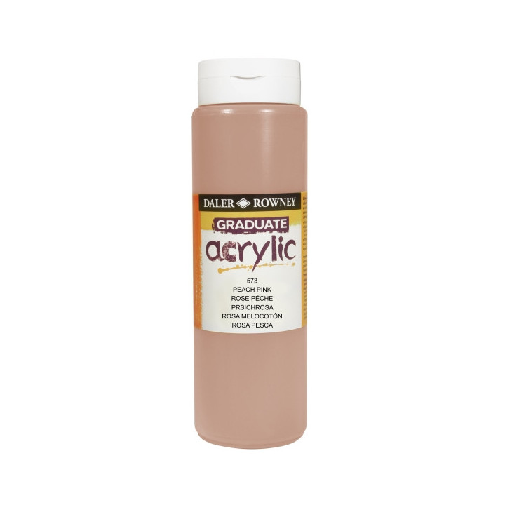 Daler Rowney Graduate Pintura Acrilica - Botella de Plastico - 500ml - Color Rosa Melocoton