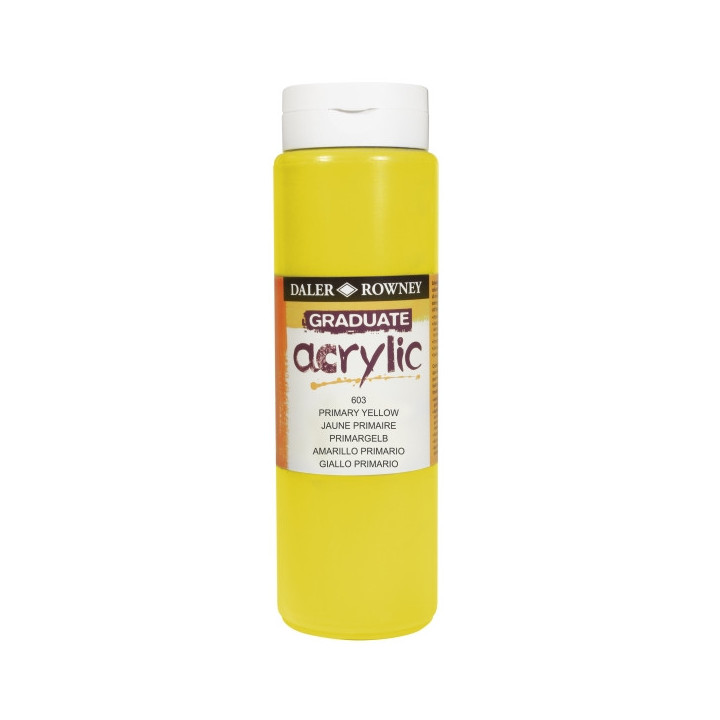 Daler Rowney Graduate Pintura Acrilica - Botella de Plastico - 500ml - Color Amarillo Primario