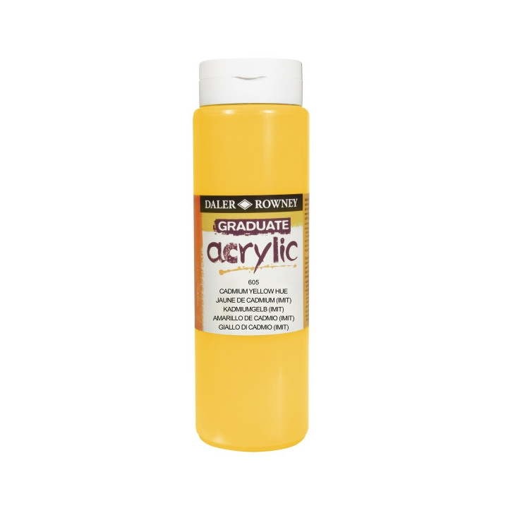 Daler Rowney Graduate Pintura Acrilica - Botella de Plastico - 500ml - Color Amarillo de Cadmio