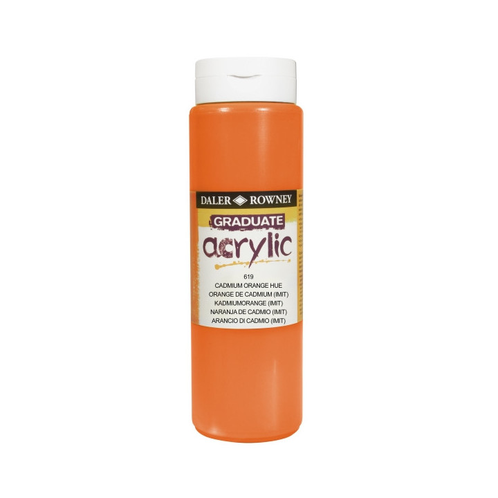 Daler Rowney Graduate Pintura Acrilica - Botella de Plastico - 500ml - Color Naranja de Cadmio