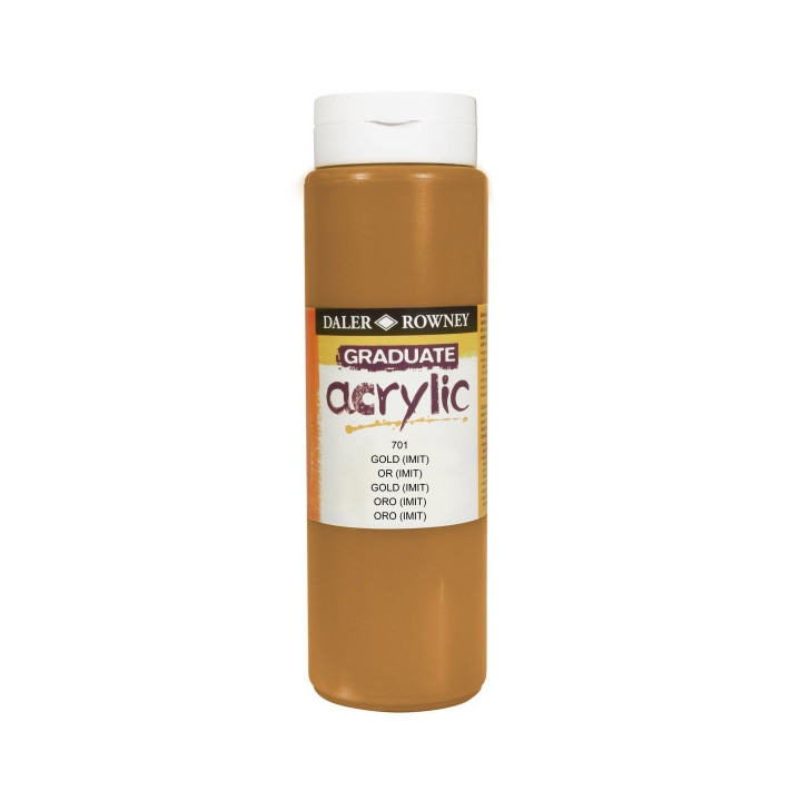 Daler Rowney Graduate Pintura Acrilica - Botella de Plastico - 500ml - Color Imitacion Oro