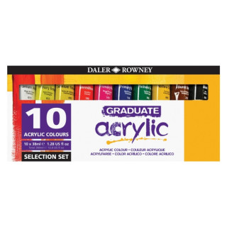 Daler Rowney Graduate Pack de 10 Pinturas Acrilicas - 38ml - Colores Surtidos