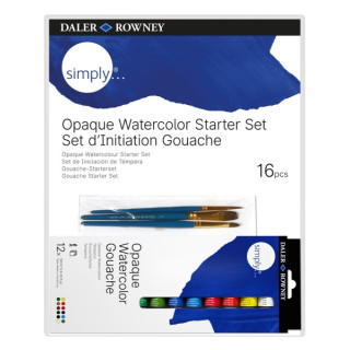 Daler Rowney Simply Pack de 16 Piezas - Temperas Gouache - Set de Iniciacion - Colores Surtidos