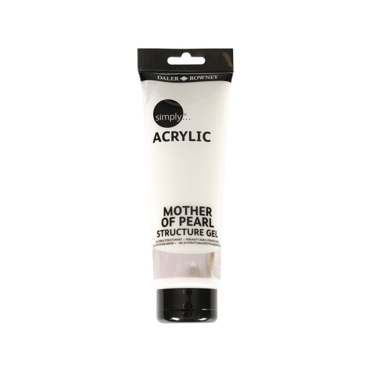 Daler Rowney Simply Mother Of Pearl Gel Acrilico - Efecto Nacarado -Tubo de Plastico - 250ml - Color Blanco