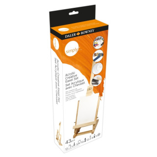 Daler Rowney Simply Creative Easel Pack de 43 Piezas - Pinturas Acrilicas - Incluye Caballete - Colores Surtidos