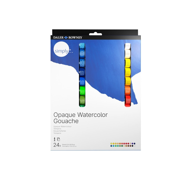 Daler Rowney Simply Pack de 24 Tubos de Temperas Gouache - 18ml - Colores Surtidos