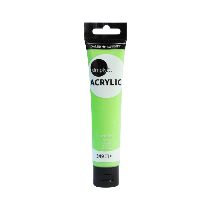 Daler Rowney Simply Pintura Acrilica - Tubo de Plastico - 75ml - Color Verde Neon