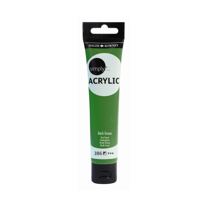 Daler Rowney Simply Pintura Acrilica - Tubo de Plastico - 75ml - Color Verde Oscuro