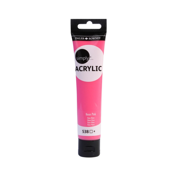 Daler Rowney Simply Pintura Acrilica - Tubo de Plastico - 75ml - Color Rosa Neon