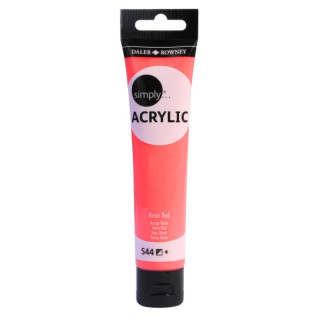 Daler Rowney Simply Pintura Acrilica - Tubo de Plastico - 75ml - Color Rojo Neon