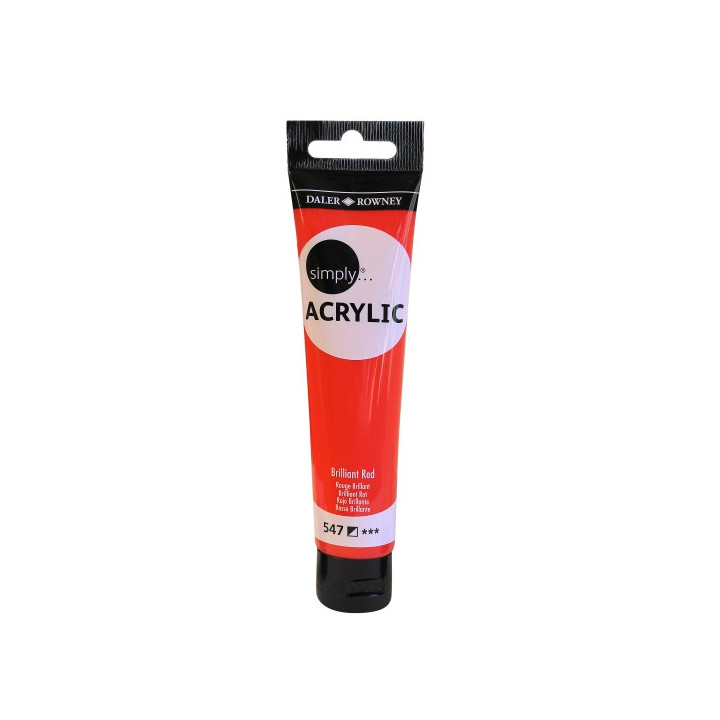 Daler Rowney Simply Pintura Acrilica - Tubo de Plastico - 75ml - Color Rojo Brillante