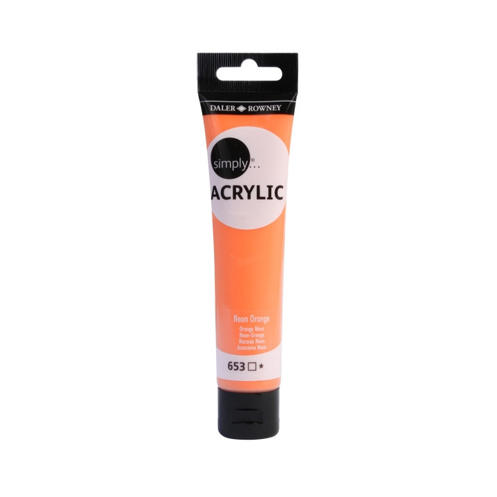 Daler Rowney Simply Pintura Acrilica - Tubo de Plastico - 75ml - Color Naranja Neon