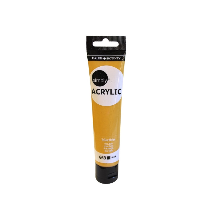 Daler Rowney Simply Pintura Acrilica - Tubo de Plastico - 75ml - Color Ocre Amarillo