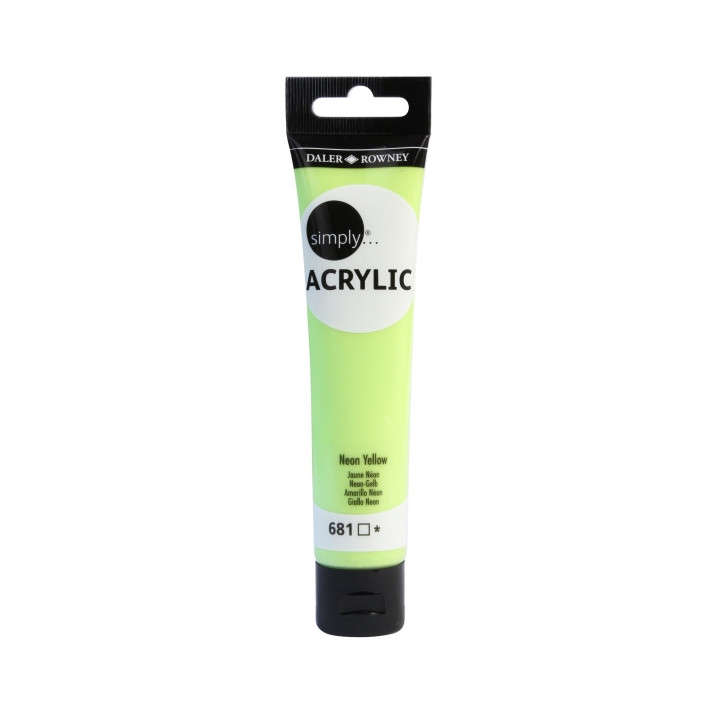 Daler Rowney Simply Pintura Acrilica - Tubo de Plastico - 75ml - Color Amarillo Neon