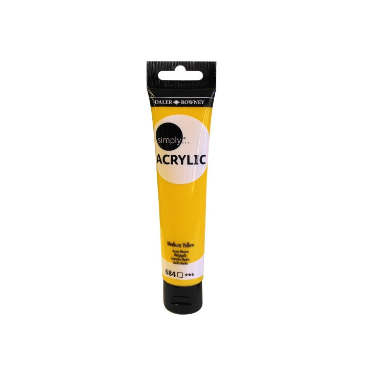 Daler Rowney Simply Pintura Acrilica - Tubo de Plastico - 75ml - Color Amarillo Medio