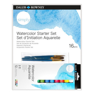Daler Rowney Simply Pack de 16 Piezas - Acuarelas - Set de Iniciacion - Colores Surtidos