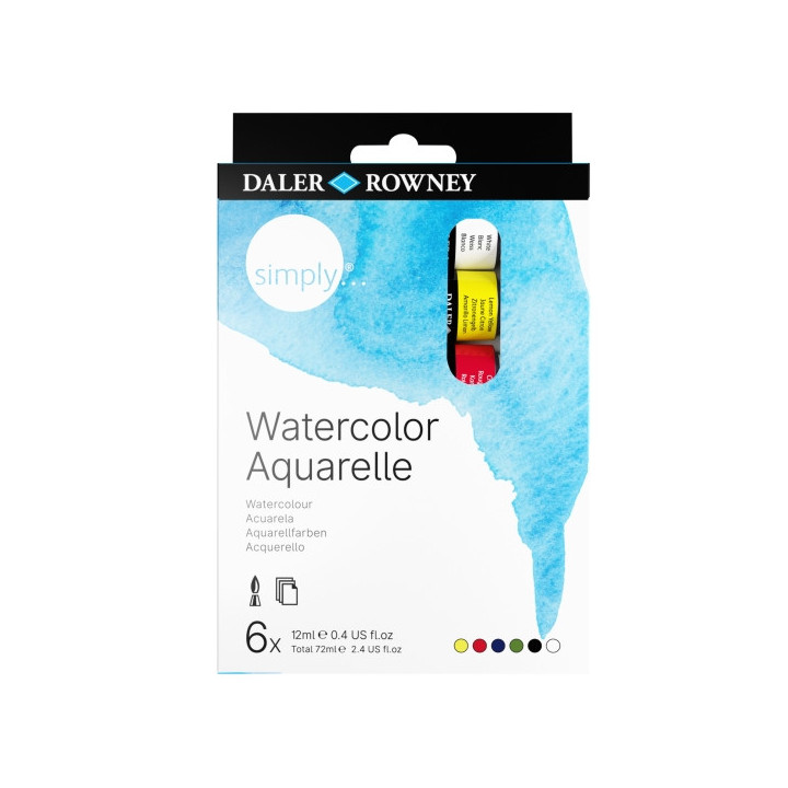 Daler Rowney Simply Pack de 6 Acuarelas - 12ml - Colores Surtidos