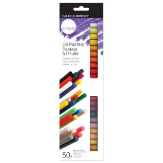 Daler Rowney Simply Pack de 50 Pasteles al Oleo - Caja de Carton - Colores Surtidos