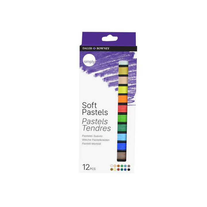 Daler Rowney Pack de 12 Pasteles Blandos - Para Amplia Variedad de Superficies - Facil de Usar - Colores Surtidos
