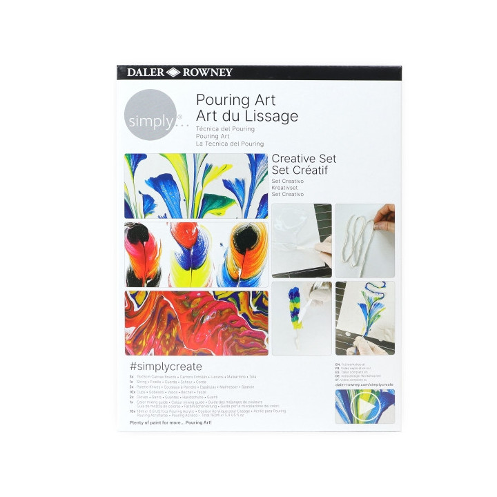 Daler Rowney Simply Creative Pack de Pintura Acrilica - Tecnica de Pouring - Caja de Carton - Colores Surtidos