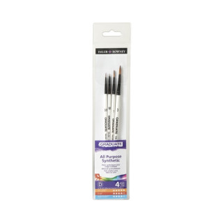 Daler Rowney Graduate Pack de 4 Pinceles Multitecnica - Pelo Sintetico - Mango Corto