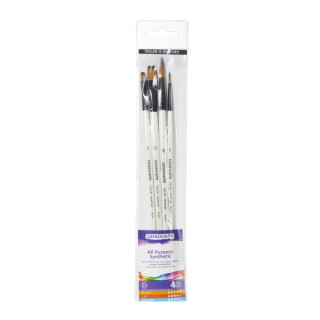 Daler Rowney Graduate Pack de 4 Pinceles Multitecnica - Pelo Sintetico - Mango Largo