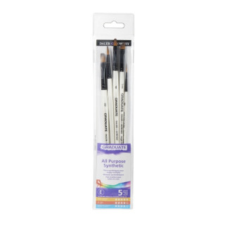 Daler Rowney Graduate Pack de 5 Pinceles Multitecnica - Pelo Sintetico - Mango Corto