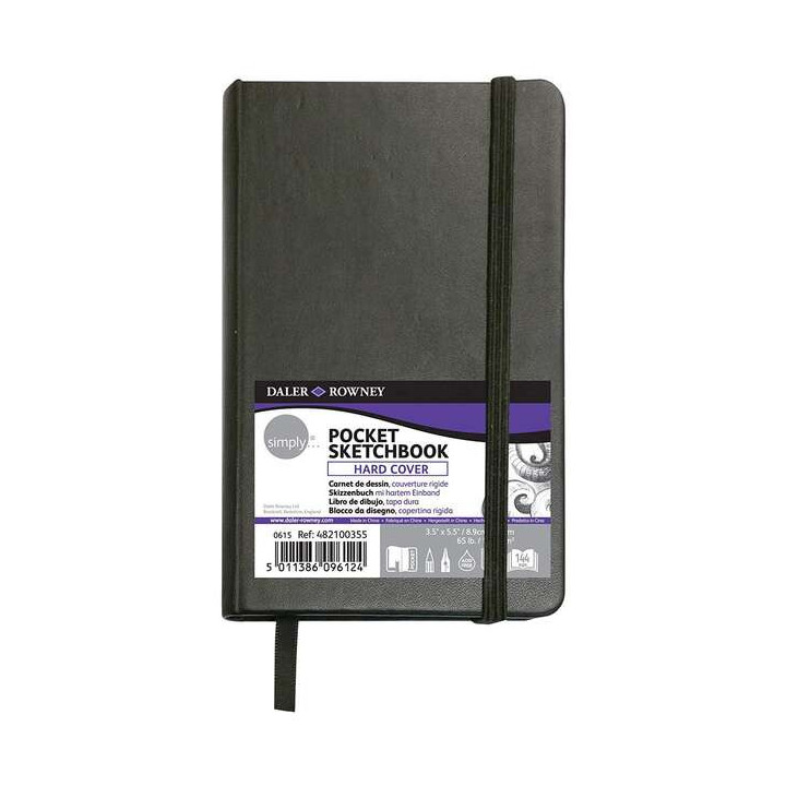 Daler Rowney Simply Cuaderno Cosido - Formato 9x14cm - 72 Hojas de Papel 100g/mg2 - Color Blanco