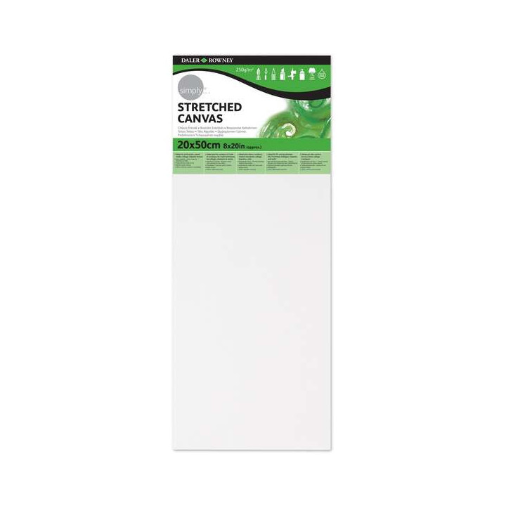 Daler Rowney Simply Bastidor Entelado 20x50cm - Imprimacion Triple - Grano Medio - 100% Algodon sin Acido - 250g