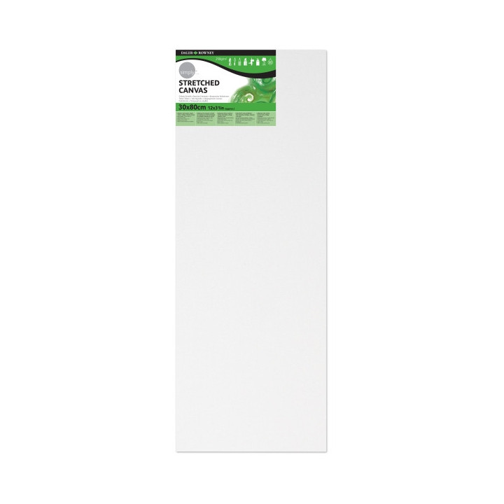 Daler Rowney Simply Bastidor Entelado - 30x80cm - Imprimacion Triple - Grano Medio - 100% Algodon sin Acido - 250g - Color Blan