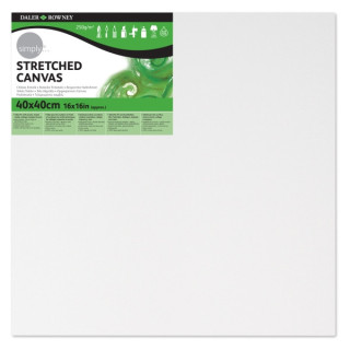 Daler Rowney Simply Bastidor Entelado - 40x40cm - Imprimacion Triple - Grano Medio - 100% Algodon sin Acido - 250g - Color Blan