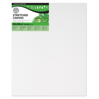 Daler Rowney Simply Bastidor Entelado - 40x50cm - Imprimacion Triple - Grano Medio - 100% Algodon sin Acido - 250g - Color Blan