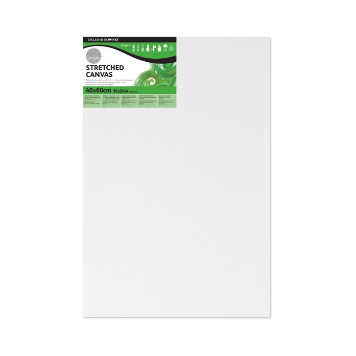 Daler Rowney Simply Bastidor Entelado - 40x60cm - Imprimacion Triple - Grano Medio - 100% Algodon sin Acido - 250g - Color Blan