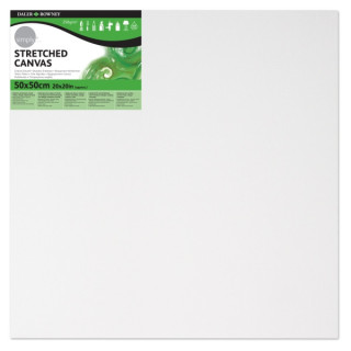 Daler Rowney Simply Bastidor Entelado - 50x50cm - Imprimacion Triple - Grano Medio - 100% Algodon sin Acido - 250g - Color Blan
