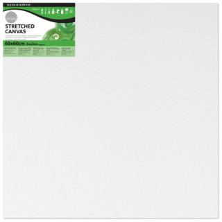 Daler Rowney Simply Bastidor Entelado - 60x60cm - Imprimacion Triple - Grano Medio - 100% Algodon sin Acido - 250g - Color Blan