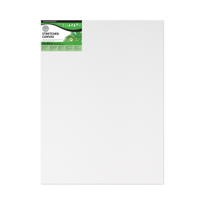 Daler Rowney Simply Bastidor Entelado - 60x80cm - Imprimacion Triple - Grano Medio - 100% Algodon sin Acido - 250g - Color Blan