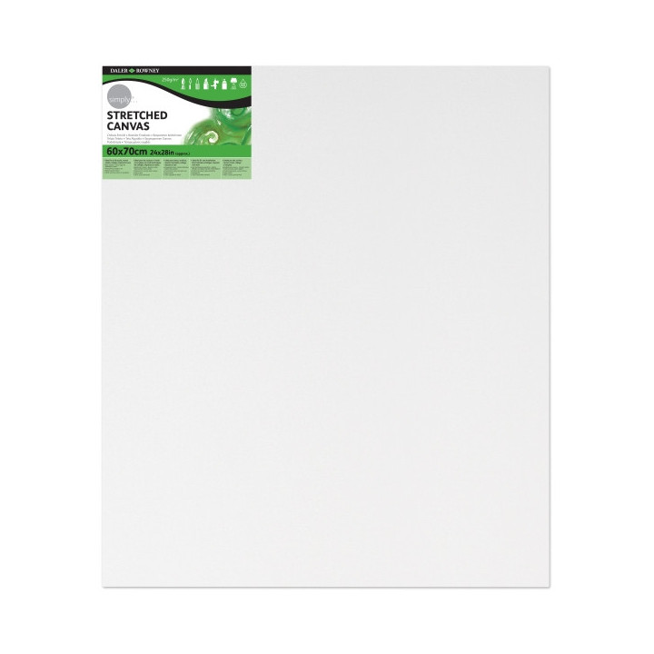 Daler Rowney Simply Bastidor Entelado - 60x70cm - Imprimacion Triple - Grano Medio - 100% Algodon sin Acido - 250g - Color Blan