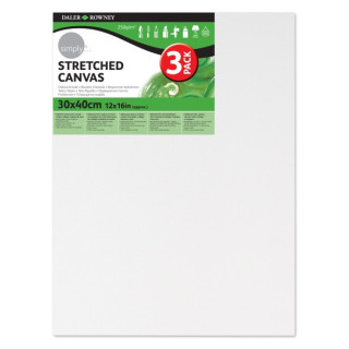 Daler Rowney Simply Pack de 3 Bastidores Entelados- 30x40cm - Imprimacion Triple - Grano Medio - 100% Algodon sin Acido - 250g
