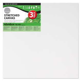 Daler Rowney Simply Pack de 3 Bastidores Entelados- 40x40cm - Imprimacion Triple - Grano Medio - 100% Algodon sin Acido - 250g