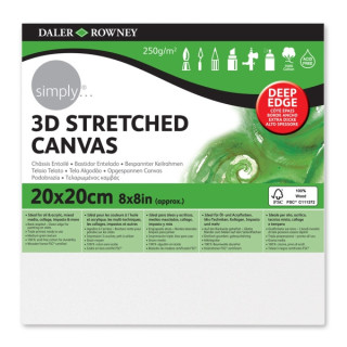 Daler Rowney Simply Bastidor Entelado 3D - 20x20cm - Imprimacion Triple - Grano Medio - 100% Algodon sin Acido - 250g - Color B
