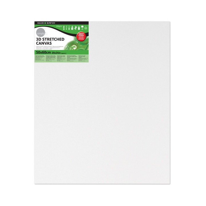 Daler Rowney Simply Bastidor Entelado 3D - 50x60cm - Imprimacion Triple - Grano Medio - 100% Algodon sin Acido - 250g - Color B